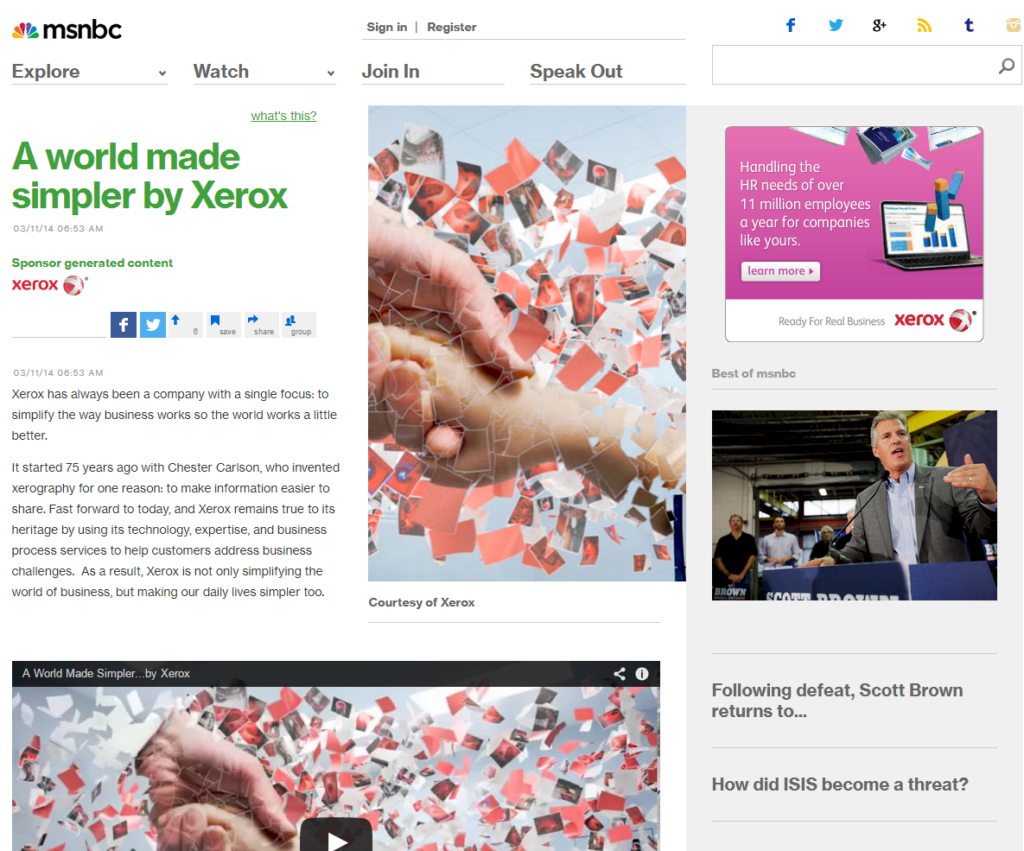 A World Made Simpler By Xerox - Sponsored Content On MSNBC.com