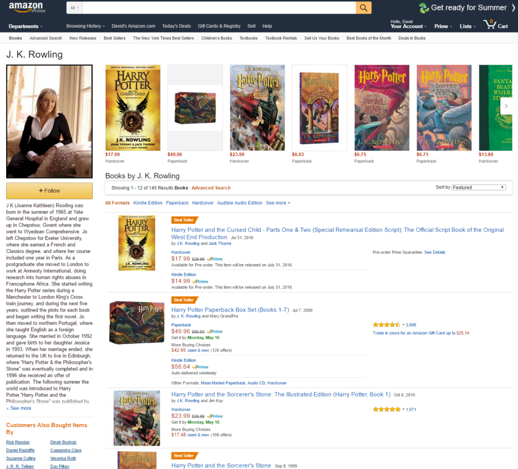 Amazon Author Profile Pages - JK Rowling