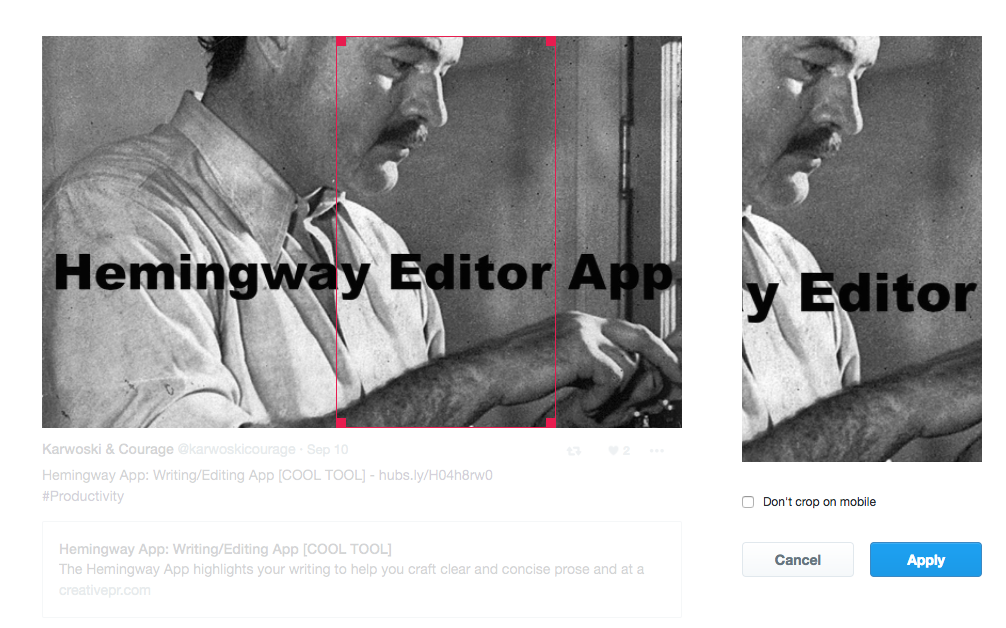 Screenshot: Twitter Moments - Hemingway Editor