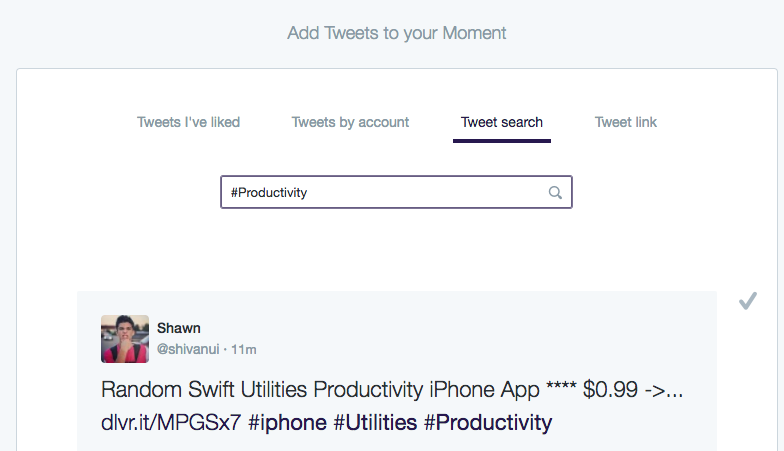 Screenshot: Twitter Moments - Tweet Search